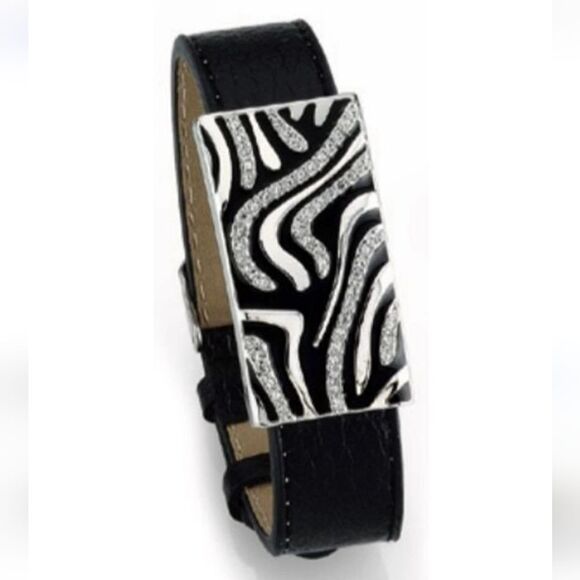 NWOT Lia Sophia "Fierce" Cut Crystal Black Buckle Bracelet - Picture 2 of 7